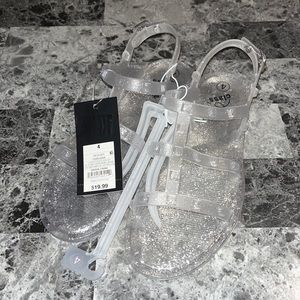 Clear Glitter Larkin Sandals Ankle Buckle Art Class Girls